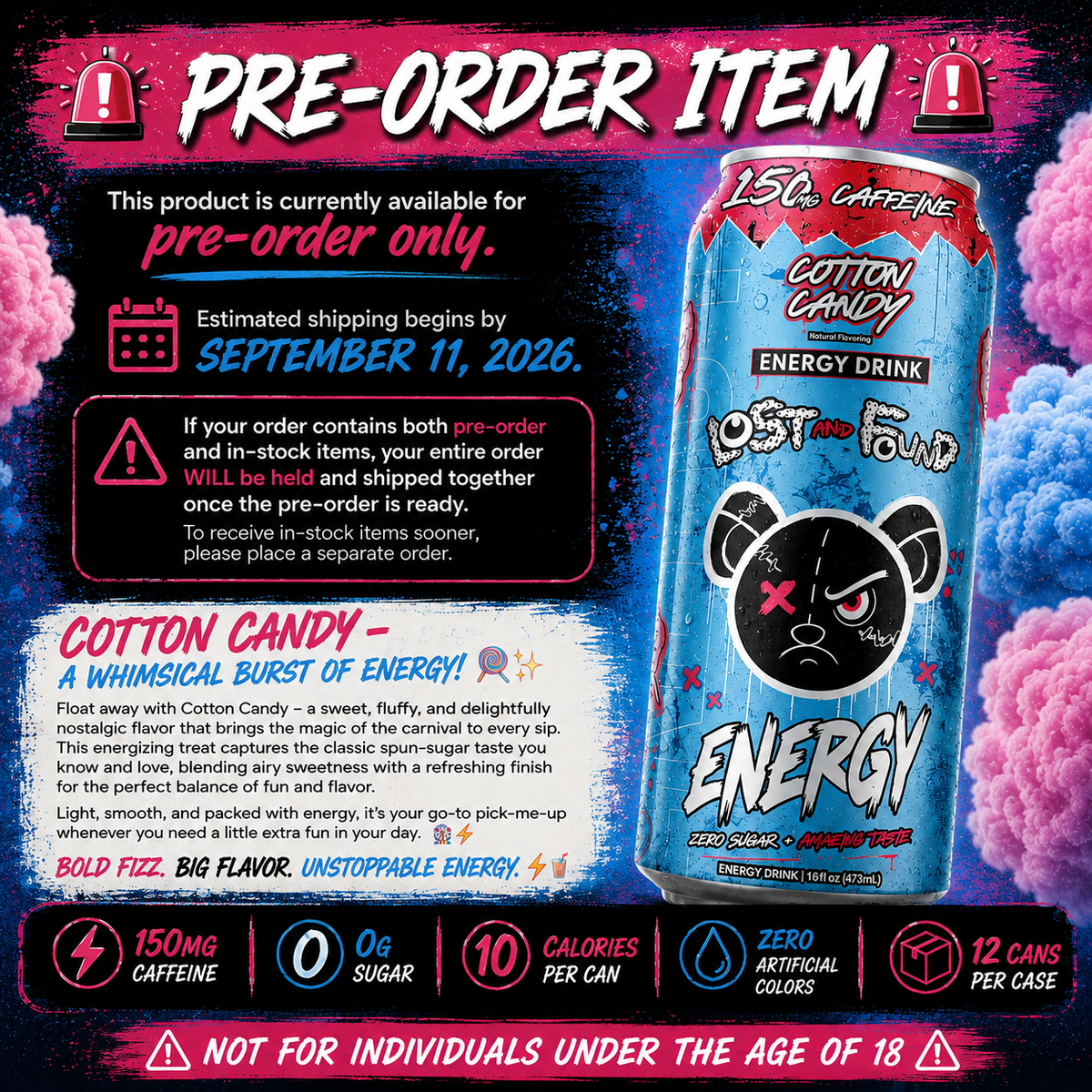 PRE ORDER Cotton Candy (Case of 12 Cans) - ESTIMATED SHIP START DATE 9/11/2026