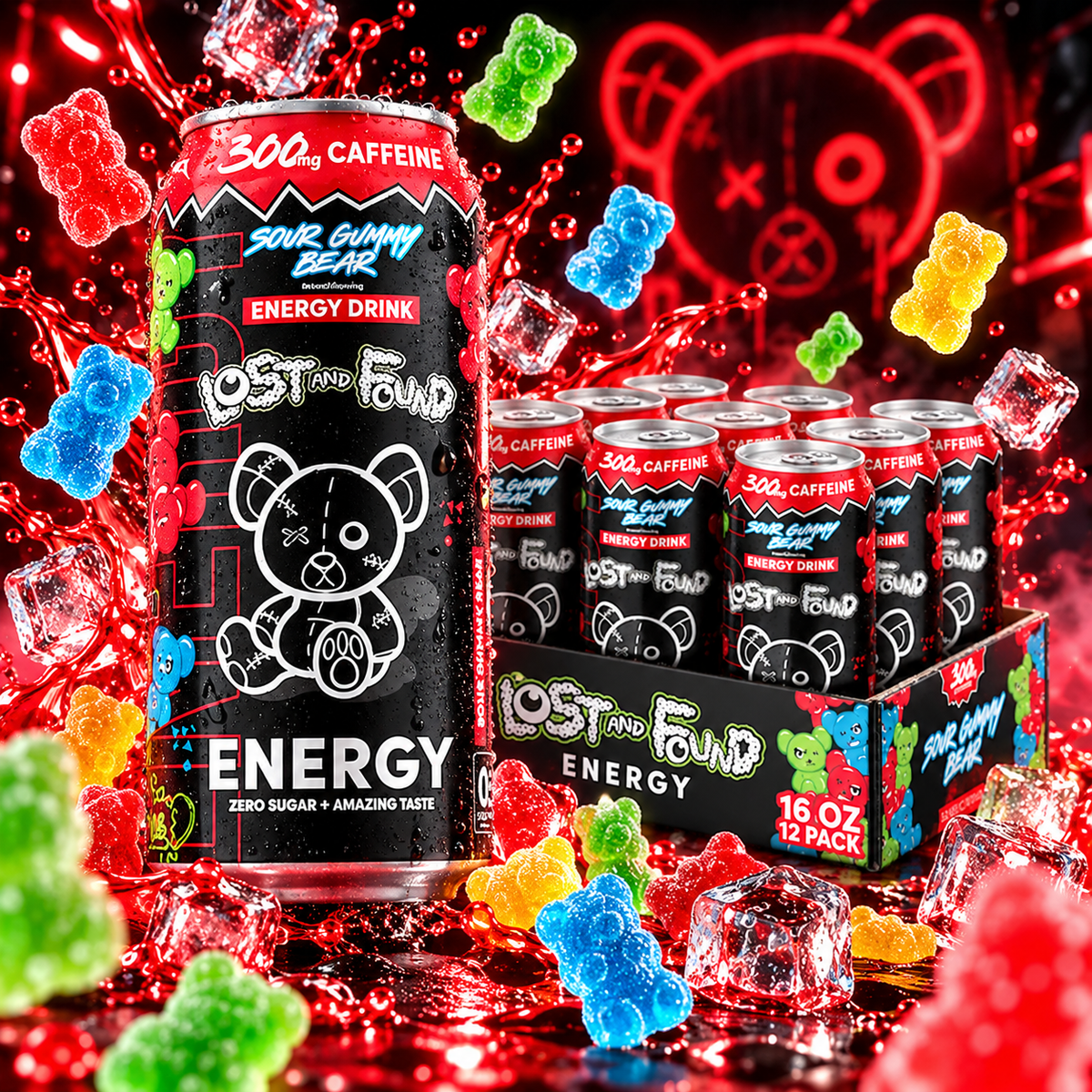 Sour Gummy Bear - 300MG CAFFEINE PER CAN (Case of 12 Cans)