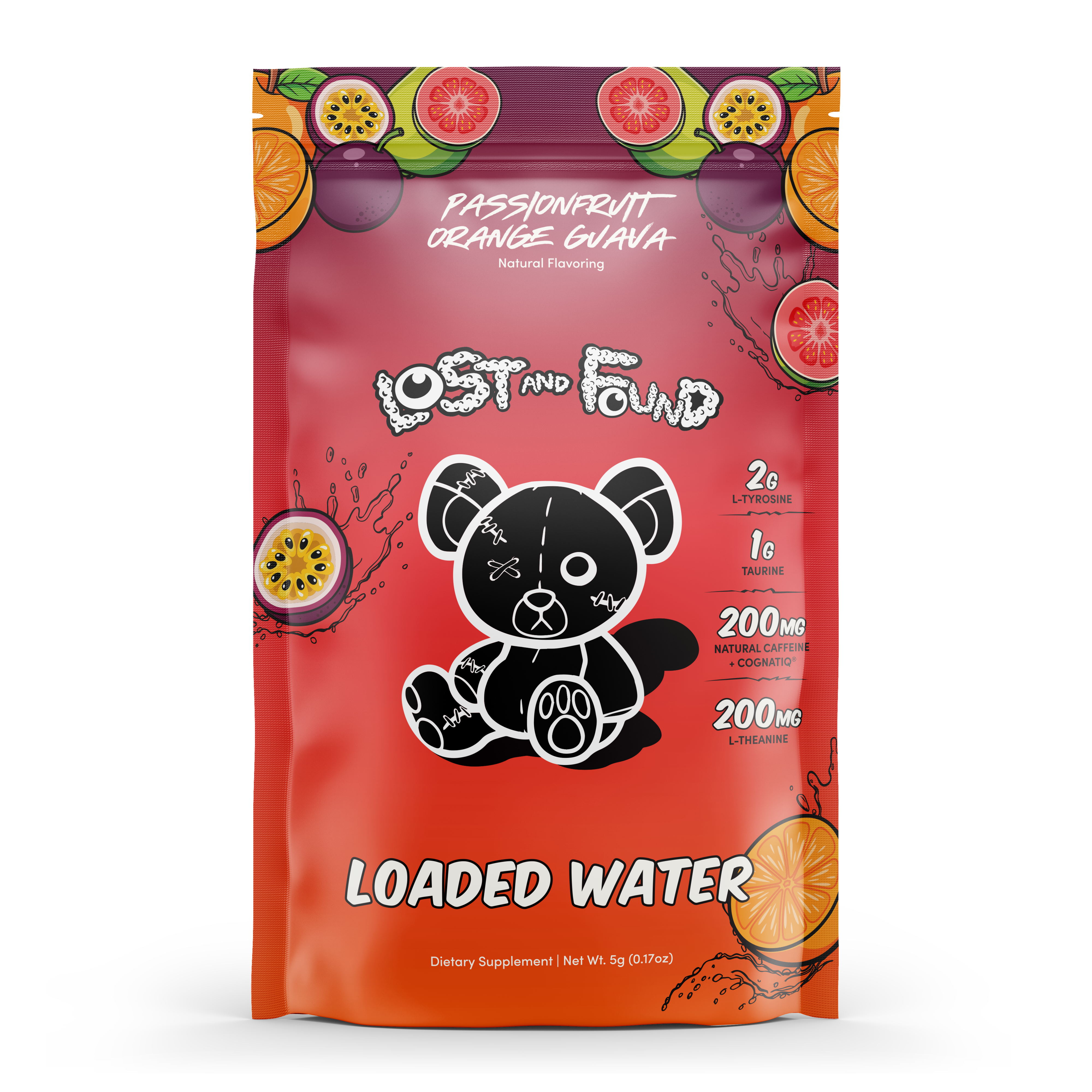 Lost and Found Loaded Waters - Single Serving Packets, Caffeinated Flavored Powder Beverage Mix, Focus Support,