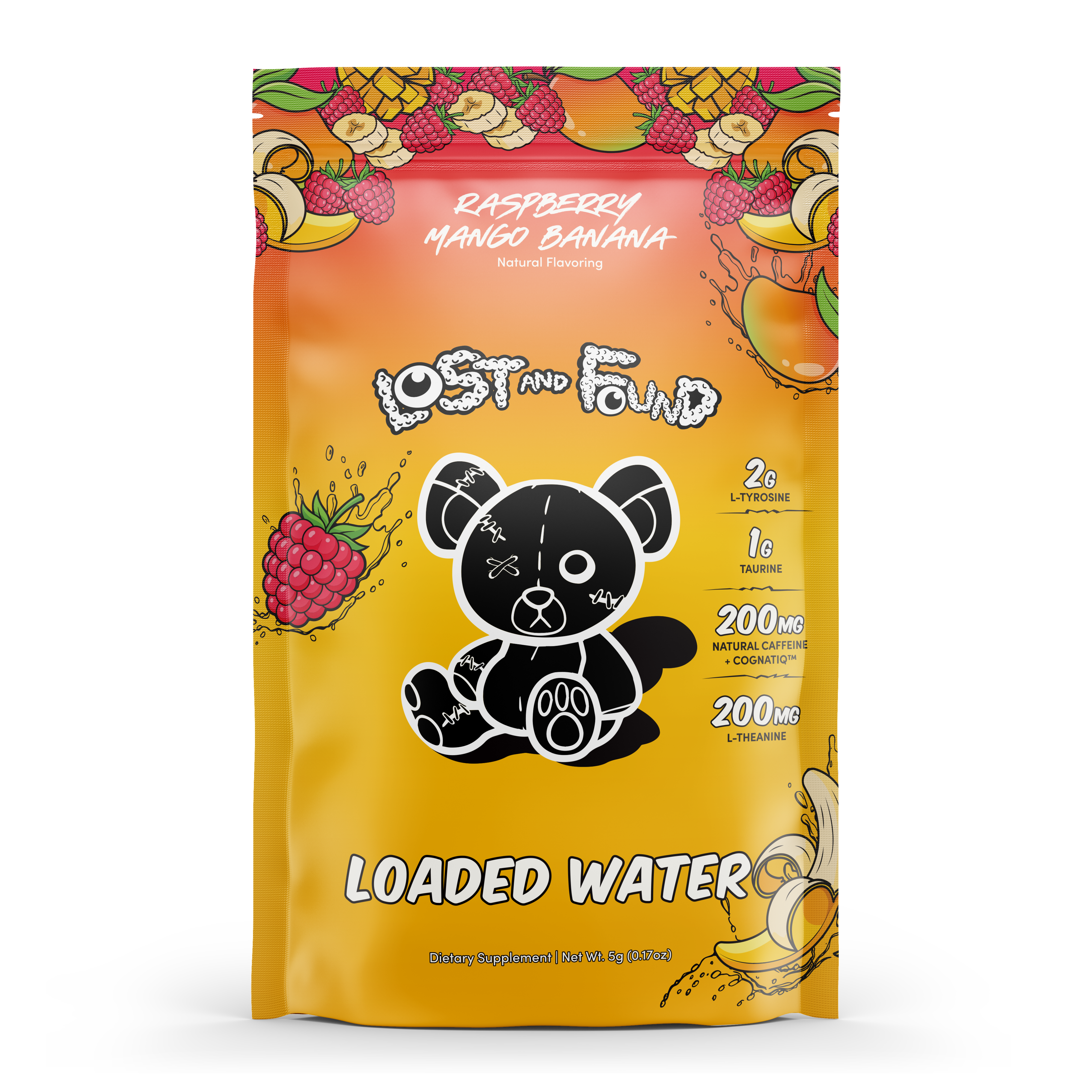 Lost and Found Loaded Waters - Single Serving Packets, Caffeinated Flavored Powder Beverage Mix, Focus Support,