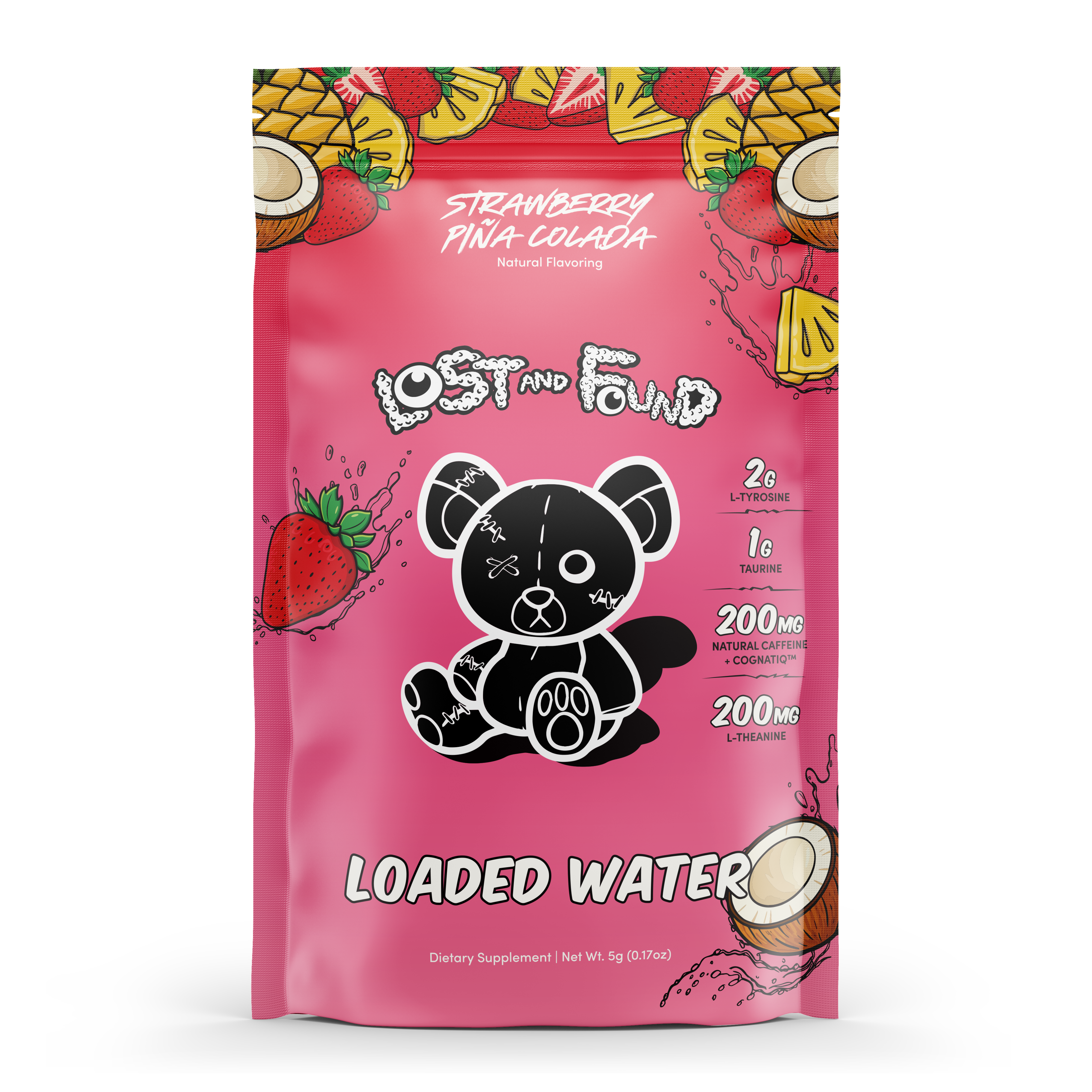 Lost and Found Loaded Waters - Single Serving Packets, Caffeinated Flavored Powder Beverage Mix, Focus Support,